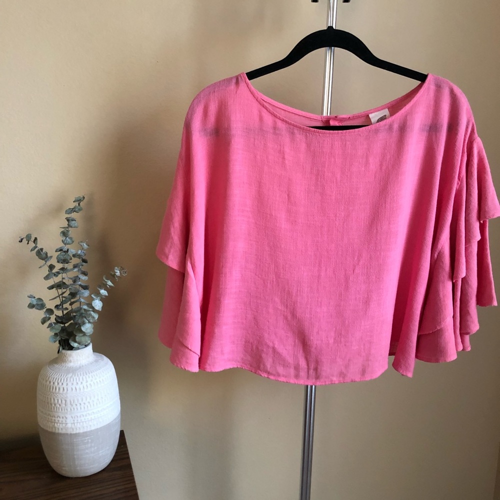 Anthropologie Ruffle Sleeve Top